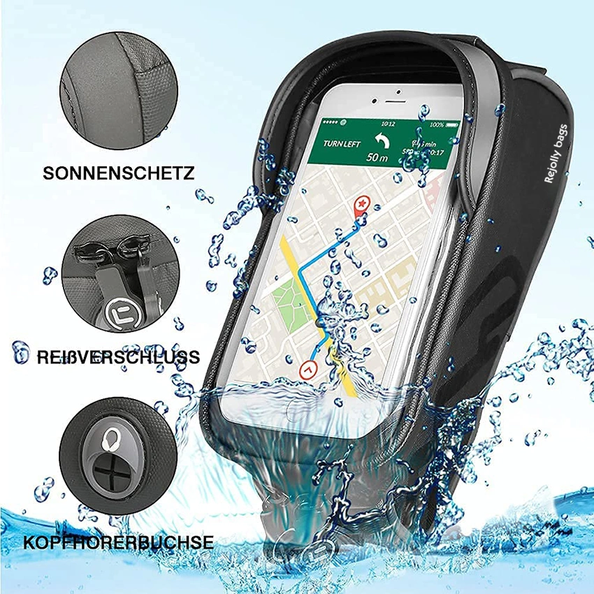 Waterproof Bicycle Mobile Phone Case with TPU Touch Screen for Smartphones Under Bike Frame Bag