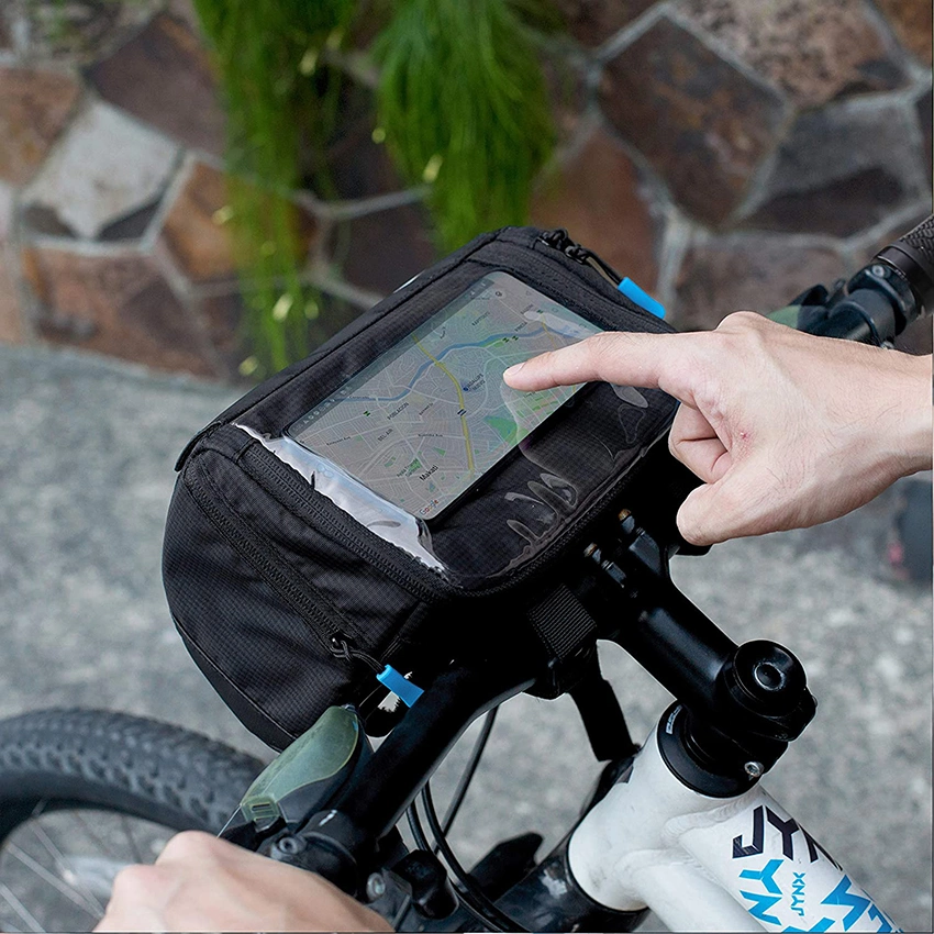 Bike Handlebar Bag Waterproof Touchscreen Phone Holder, 4-Layer Protection Handlebar Bags for Bicycles Pouch for Handlebars, MTB, Road, Mountain Cycling Bag