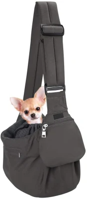 Pet Sling Carrier, Comfortable Hard Bottom Support Small Dog Papoose Sling Adjustable Padded Shoulder Strap Hand Free Puppy Cat Carry Bag